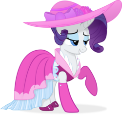 Size: 5021x4735 | Tagged: safe, artist:regolithx, rarity, pony, unicorn, g4, absurd resolution, clothes, dress, female, hat, mare, simple background, solo, transparent background, vector