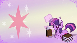 Size: 1366x768 | Tagged: safe, artist:sutexii, twilight sparkle, g4, book, cutie mark, ear fluff, magic, reading, wallpaper