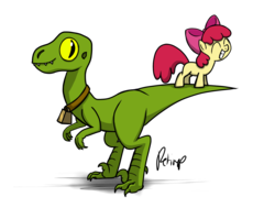 Size: 1960x1480 | Tagged: safe, artist:fimflamfilosophy, apple bloom, dinosaur, g4