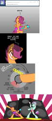 Size: 838x1932 | Tagged: safe, artist:brutamod, scootaloo, oc, pegasus, pony, unicorn, g4, ax brutaloo, bipedal, brutaloo, guitar, musical instrument, xk-class end-of-the-world scenario