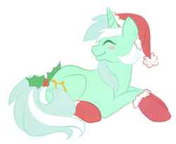 Size: 500x410 | Tagged: dead source, safe, artist:noxxplush, lyra heartstrings, g4, christmas, hat, holly, santa hat, simple background, solo, transparent background