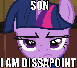 Size: 532x470 | Tagged: safe, edit, edited screencap, screencap, twilight sparkle, pony, a canterlot wedding, g4, angry, animated, blinking, cropped, disappoint, female, i am disappoint, image macro, solo