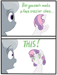 Size: 600x800 | Tagged: safe, artist:fantasyglow, silver spoon, sweetie belle, g4, comic, dialogue, fish face, lonely spoon, simple background, tumblr, white background