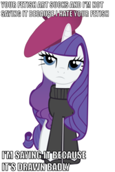 Size: 720x1080 | Tagged: safe, rarity, pony, g4, beatnik rarity, beret, clothes, fetish, hat, image macro, simple background, solo, sweater, transparent background, vector