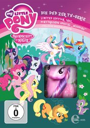 Size: 1611x2277 | Tagged: safe, applejack, fluttershy, pinkie pie, princess celestia, rainbow dash, rarity, spike, twilight sparkle, frog, pony, g4, official, brushable, cardboard twilight, cover, dvd, edel, german, irl, mane seven, merchandise, my little pony logo, my little pony: friendship is magic logo, photo, stock vector, toy