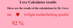 Size: 633x243 | Tagged: safe, love calculator, shipping, text, wtf