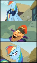 Size: 800x1356 | Tagged: safe, rainbow dash, g4, comic, derp, meme, rubberfruit, soldier, soldier (tf2), team fortress 2, unmasked