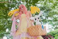 Size: 960x639 | Tagged: safe, artist:ayeavast, angel bunny, fluttershy, human, g4, cosplay, irl, irl human, photo, picnic