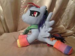 Size: 1024x768 | Tagged: safe, artist:irashiryuu, rainbow dash, pony, g4, clothes, irl, photo, plushie, socks, solo, striped socks