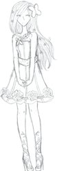 Size: 600x1750 | Tagged: safe, artist:chibimoonfox, fluttershy, human, g4, clothes, dress, female, gala dress, high heels, humanized, sketch, solo