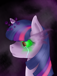 Size: 1024x1365 | Tagged: safe, artist:erockertorres, twilight sparkle, g4, crying, dark magic, greatest fear, green eyes, sombra eyes