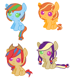 Size: 518x542 | Tagged: safe, artist:spellboundadopts, oc, oc only, earth pony, pegasus, pony, adoptable, adopted, foal, hat, heterochromia, magical lesbian spawn, offspring, parent:applejack, parent:rainbow dash, parents:appledash, simple background, transparent background
