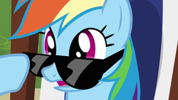 Size: 1280x720 | Tagged: safe, screencap, rainbow dash, g4, sunglasses