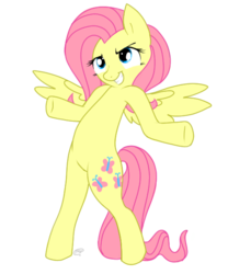 Size: 500x600 | Tagged: safe, artist:mc10215, fluttershy, pony, g4, bipedal, come at me bro, female, solo