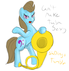 Size: 960x984 | Tagged: safe, artist:shdingo, beauty brass, pony, g4, 30 minute art challenge, female, musical instrument, simple background, solo, tuba, white background