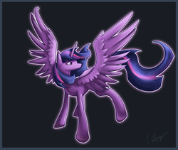 Size: 950x801 | Tagged: safe, artist:jolticune, twilight sparkle, alicorn, pony, g4, beautiful, female, gray background, mare, older, older twilight, simple background, solo, spread wings, twilight sparkle (alicorn), wings