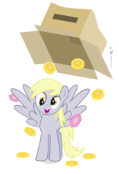 Size: 1100x1600 | Tagged: safe, artist:dm29, gameloft, derpy hooves, pegasus, pony, g4, bits, box, cardboard box, cute, derpabetes, female, gameloft interpretation, gem, mare, simple background, solo, transparent background, vector