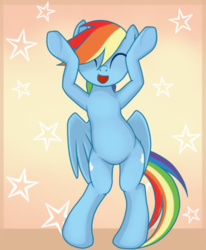 Size: 330x400 | Tagged: safe, artist:rainbow, derpibooru exclusive, rainbow dash, pegasus, pony, g4, abstract background, animated, animated png, bipedal, caramelldansen, cute, dancing, dashabetes, eyes closed, female, mare, open mouth, simple background, solo, stars