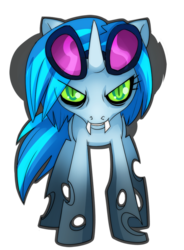 Size: 600x817 | Tagged: dead source, safe, artist:sambragg, dj pon-3, vinyl scratch, changeling, g4, changelingified, simple background, solo, transparent background