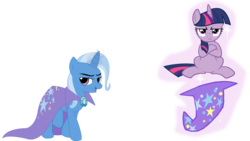 Size: 1920x1080 | Tagged: safe, artist:flutterflyraptor, trixie, twilight sparkle, g4, simple background, transparent background, vector