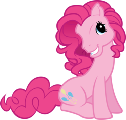 Size: 3325x3163 | Tagged: safe, artist:sircinnamon, pinkie pie, earth pony, pony, g3, g4, female, grin, looking at you, pinkie's silly face, simple background, smiling, solo, transparent background, vector