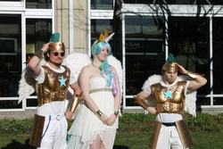 Size: 960x640 | Tagged: safe, artist:hello-kt, artist:hello-kt-cosplay, princess celestia, human, g4, anime boston, anime boston 2012, convention, cosplay, irl, irl human, photo, royal guard