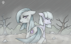 Size: 1141x709 | Tagged: safe, artist:soulspade, limestone pie, marble pie, g4, crying, pie sisters