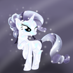 Size: 2600x2600 | Tagged: safe, artist:annedwen, rarity, crystal pony, pony, unicorn, g4, crystal rarity, crystallized, female, mare, one eye closed, solo, wink