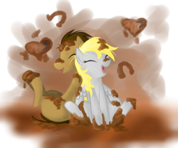 Size: 6000x5000 | Tagged: safe, artist:annedwen, derpy hooves, doctor whooves, time turner, pegasus, pony, g4, absurd resolution, female, male, mare, mud, ship:doctorderpy, shipping, splashy, straight