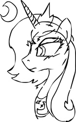 Size: 1200x1921 | Tagged: safe, artist:damianuss, princess luna, pony, g4, bust, female, monochrome, portrait, profile, solo