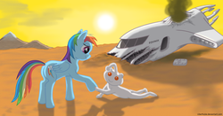 Size: 2549x1338 | Tagged: safe, artist:ubernube, rainbow dash, alien, g4, reddit, snoo, spaceship