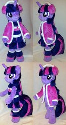 Size: 1280x2398 | Tagged: safe, artist:agatrix, twilight sparkle, semi-anthro, g4, cheerleader, cheerleader outfit, clothes, earmuffs, female, irl, outfit, photo, plushie, solo