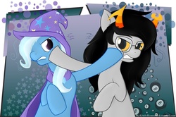 Size: 850x566 | Tagged: safe, artist:re6ellion, trixie, g4, crossover, homestuck, ponified, sissy slap fight, vriska serket