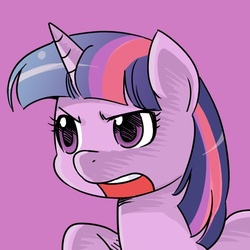 Size: 500x500 | Tagged: safe, artist:shepherd0821, twilight sparkle, pony, unicorn, g4, angry, female, simple background, solo