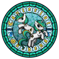 Size: 900x900 | Tagged: safe, artist:akili-amethyst, canterlot gardens convention, disney, dive to the heart, kingdom hearts, stained glass