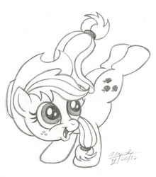 Size: 2636x2991 | Tagged: safe, artist:aleximusprime, applejack, g4, bucking, color me, monochrome, sketch