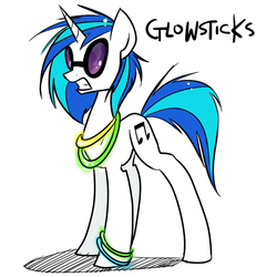 Size: 600x600 | Tagged: safe, artist:nastylady, dj pon-3, vinyl scratch, pony, g4, female, glowstick, solo