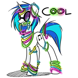 Size: 600x600 | Tagged: safe, artist:nastylady, dj pon-3, vinyl scratch, pony, g4, female, glowstick, solo