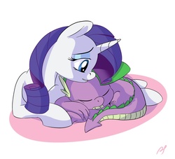 Size: 1100x1000 | Tagged: safe, artist:postscripting, artist:psescape, rarity, spike, g4, female, male, ship:sparity, shipping, sleeping, straight