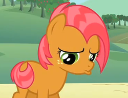 Size: 370x282 | Tagged: safe, screencap, babs seed, earth pony, pony, g4, one bad apple, adventure in the comments, female, pouting, solo, thread