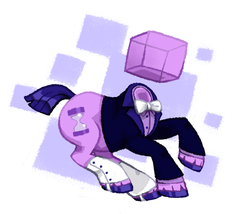 Size: 905x773 | Tagged: safe, artist:dancingcoyote, oc, oc only, bowtie, clothes, cube, object head