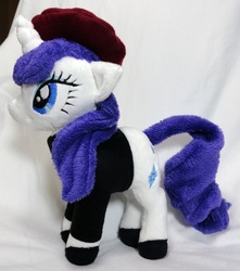 Size: 2838x3210 | Tagged: safe, artist:cryptic-enigma, rarity, pony, g4, beatnik rarity, beret, clothes, hat, irl, photo, plushie, solo