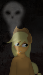 Size: 1250x2200 | Tagged: safe, artist:glittersonyourface, applejack, g4, cigarette, smoking, solo