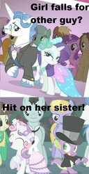 Size: 471x922 | Tagged: safe, edit, edited screencap, screencap, amethyst star, bruce mane, carrot top, cloud kicker, doctor whooves, fancypants, fine line, golden harvest, lyra heartstrings, maxie, meadow song, orion, rainbowshine, rarity, shooting star (character), sparkler, spike, sweetie belle, time turner, dragon, pony, unicorn, a canterlot wedding, g4, bridesmaid dress, caption, clothes, comic, dancing, dress, female, filly, flower girl, foal, male, mare, meme, meta, ring bearer, screencap comic, ship:raripants, ship:spikebelle, shipping, stallion