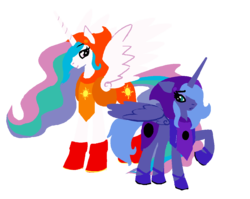 Size: 1161x925 | Tagged: safe, princess celestia, princess luna, alicorn, pony, g4, duo, female, god tier, god tiers, hero of light, hero of void, homestuck, lineless, mare, royal sisters, s1 luna, siblings, simple background, sisters, transparent background