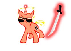 Size: 900x655 | Tagged: safe, dave strider, homestuck, ponified, sword
