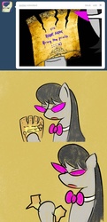 Size: 485x1000 | Tagged: safe, artist:erthilo, octavia melody, earth pony, pony, ask octavia, g4, ask, bowtie, comic, crossover, female, homestuck, mare, solo, sunglasses, tumblr
