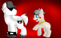 Size: 900x560 | Tagged: safe, artist:d0ct0r devi0us, bro strider, homestuck, lil' cal, ponified