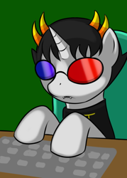 Size: 500x700 | Tagged: safe, artist:kloudmutt, homestuck, ponified, sollux captor