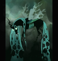 Size: 918x961 | Tagged: safe, artist:branka42, queen chrysalis, changeling, changeling queen, g4, creepy, female